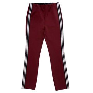 Rag & Bone  Simone Burgundy Red Black White Side Stripe Ponte Crop Pants 4